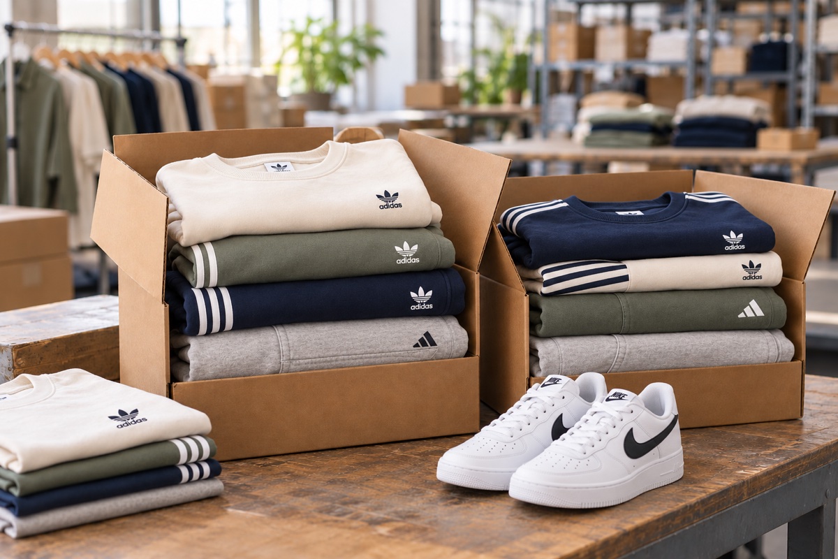Lot de vêtements et chaussures — illustration générée par IA
